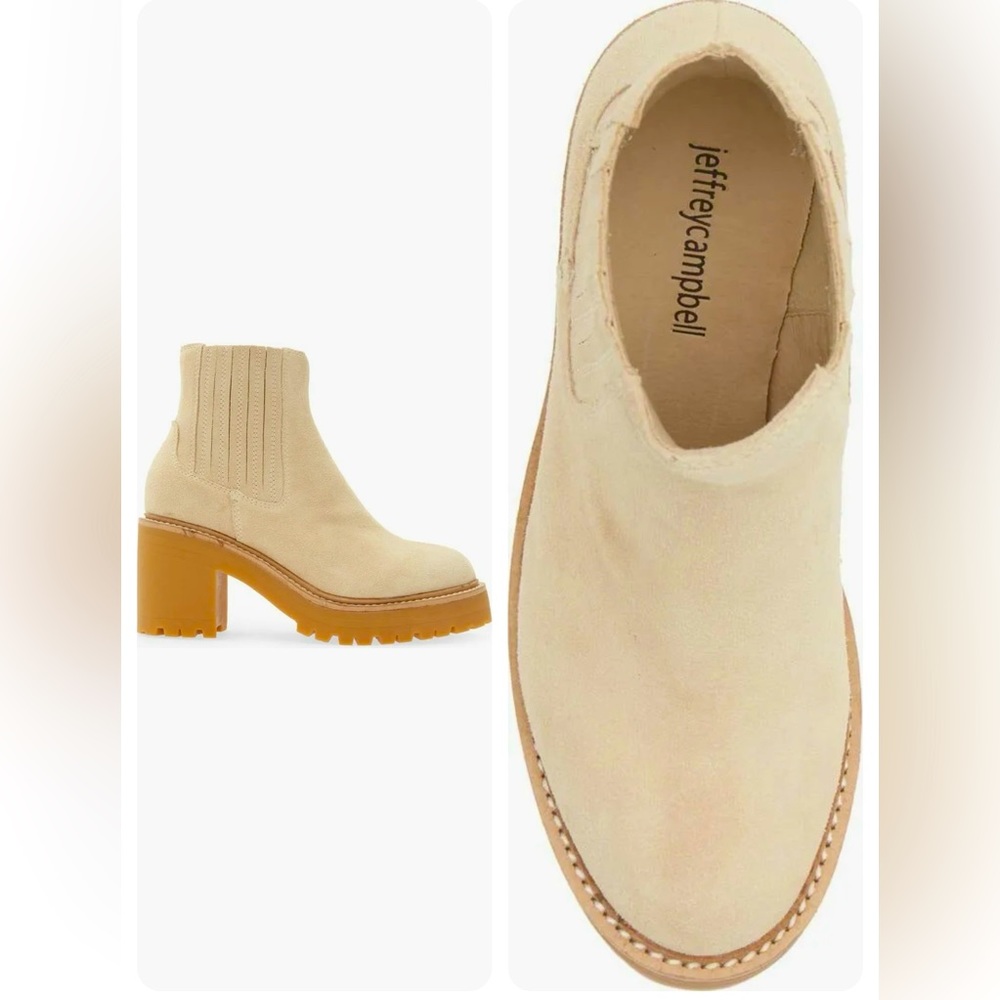 Jeffrey Campbell Tuckee Ankle Boot Natural Sand Suede Platform Heel Women’s 7